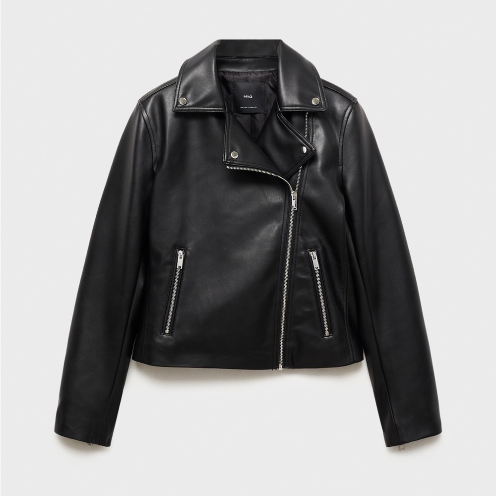 Mango Leather Effect Biker Jacket - image 6